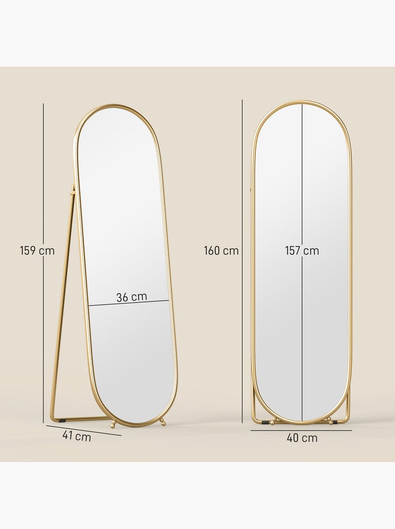 Grand miroir oval sur pied ou mural Doré/or - Kiabi