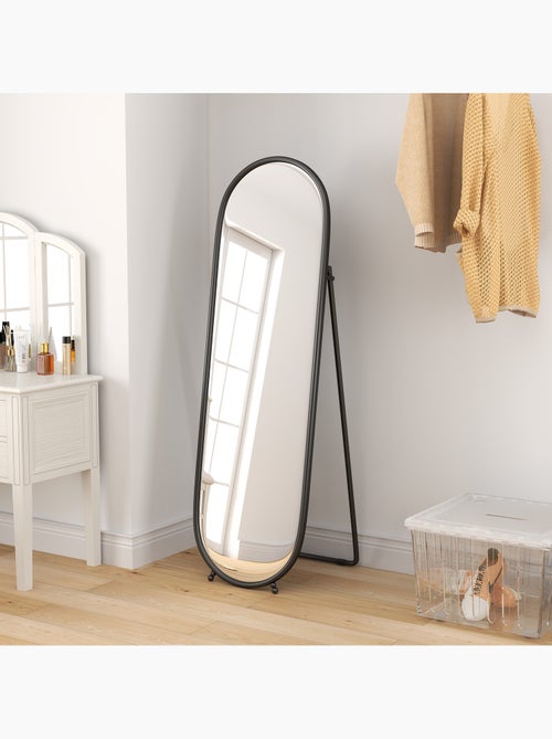 Grand miroir oval sur pied ou mural - Kiabi