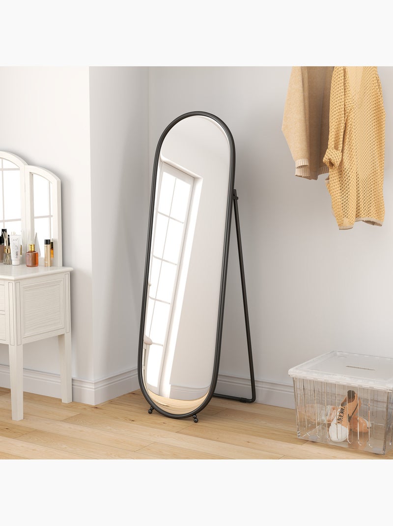 Grand miroir oval sur pied ou mural Noir - Kiabi