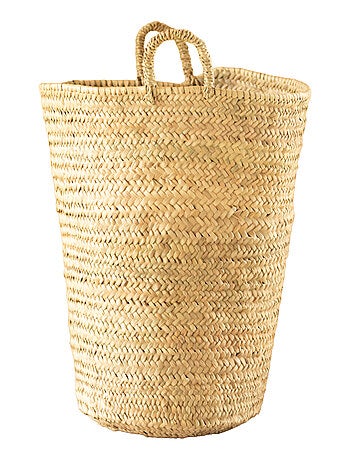 Grand panier en feuilles de palmier avec anse