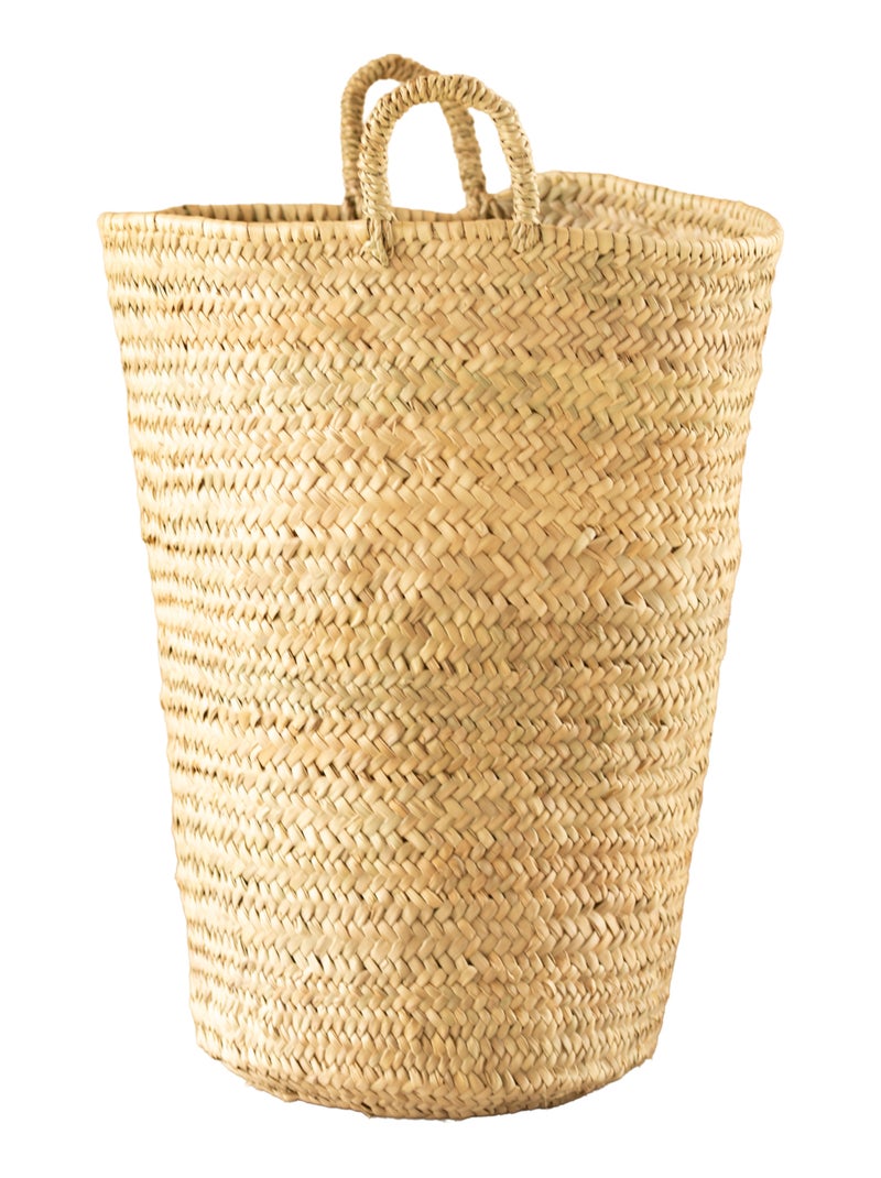 Grand panier en feuilles de palmier avec anse Beige clair - Kiabi