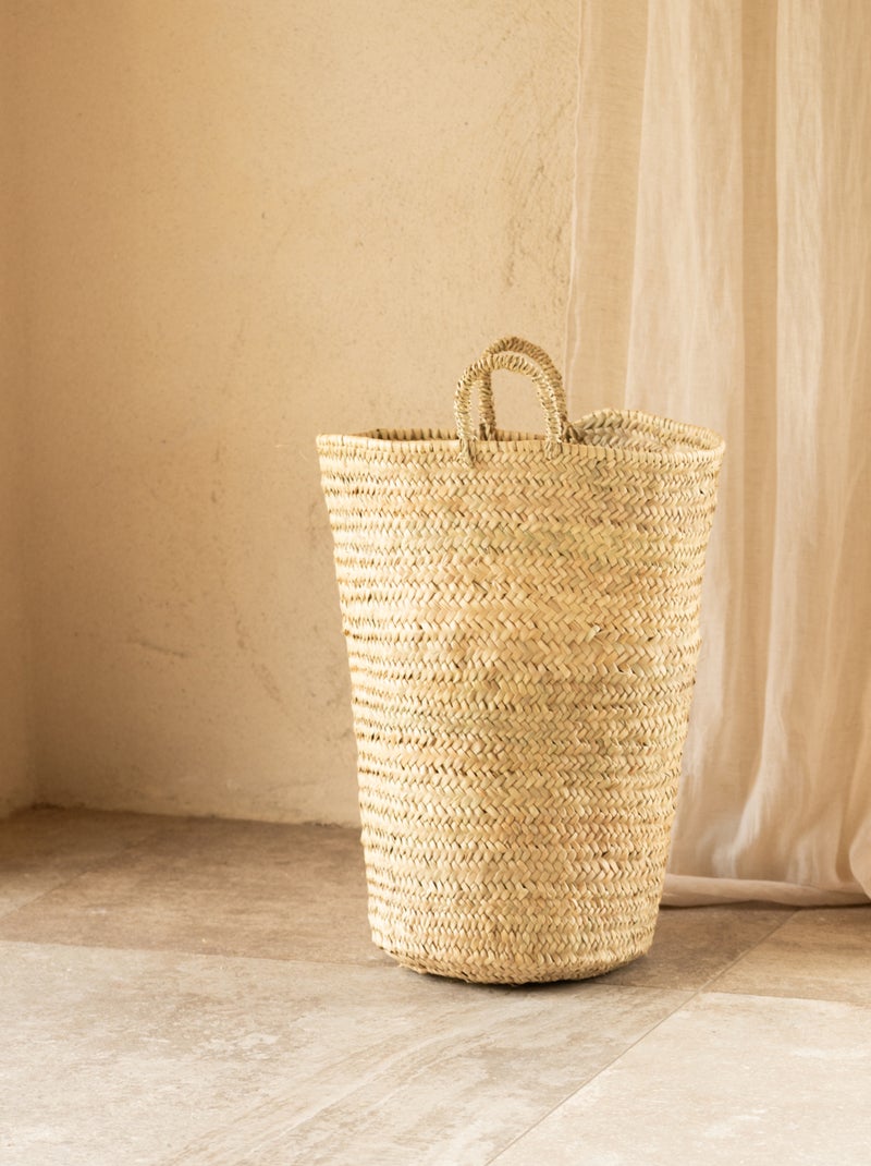 Grand panier en feuilles de palmier avec anse Beige clair - Kiabi