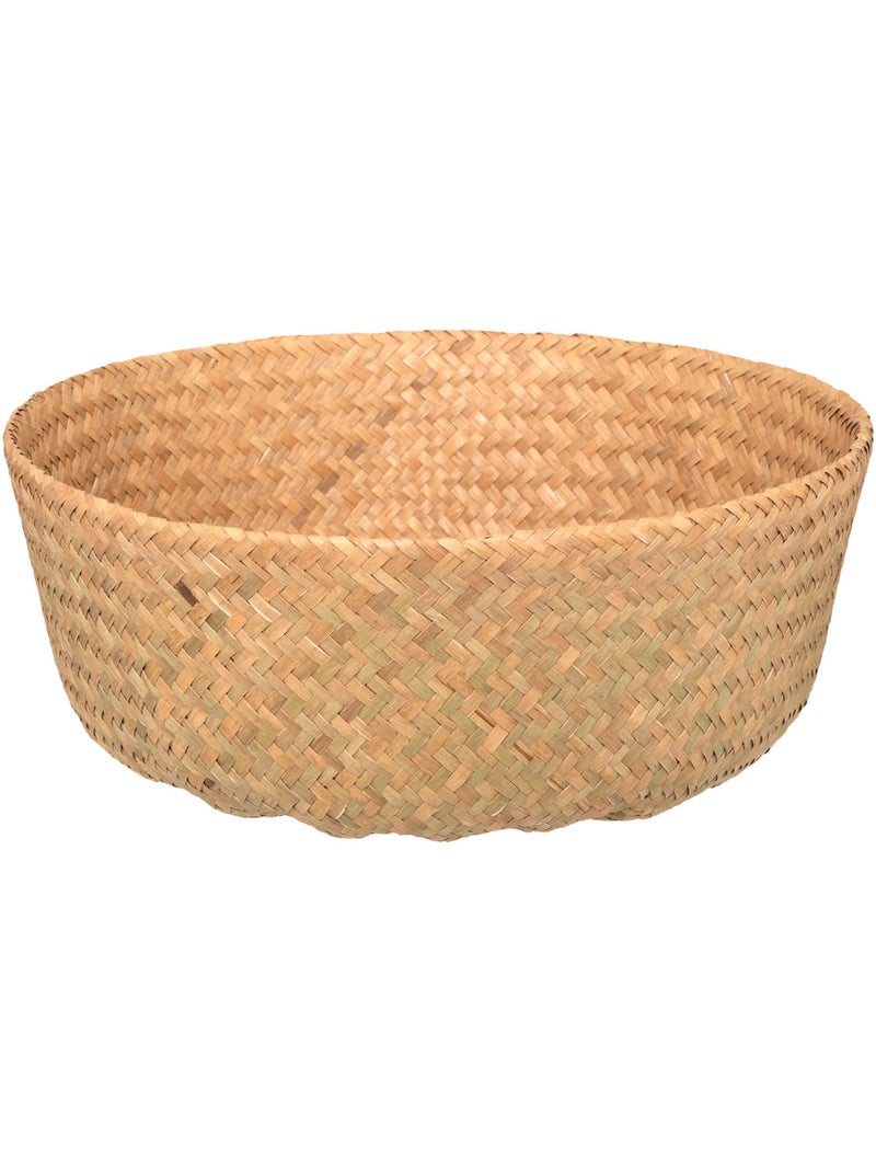 Grand panier rond en osier tressé à poignées SEAGRASS Beige - Kiabi