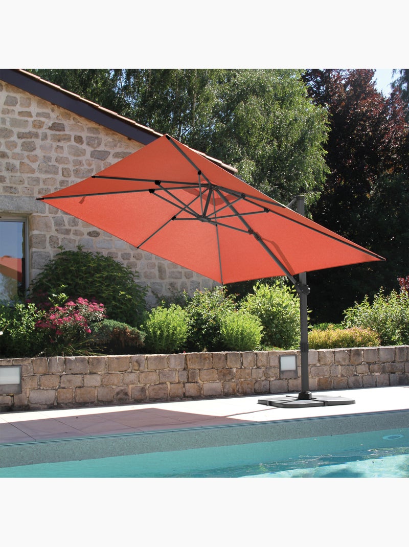 Grand parasol rectangulaire avec rotation 360° Terracotta - Kiabi