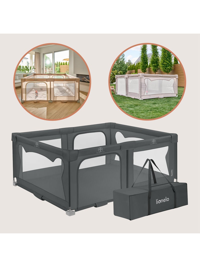 Grand Parc bébé LIONELO Florence - Très rapide montage - Très grand espace - Sac inclus Gris - Kiabi
