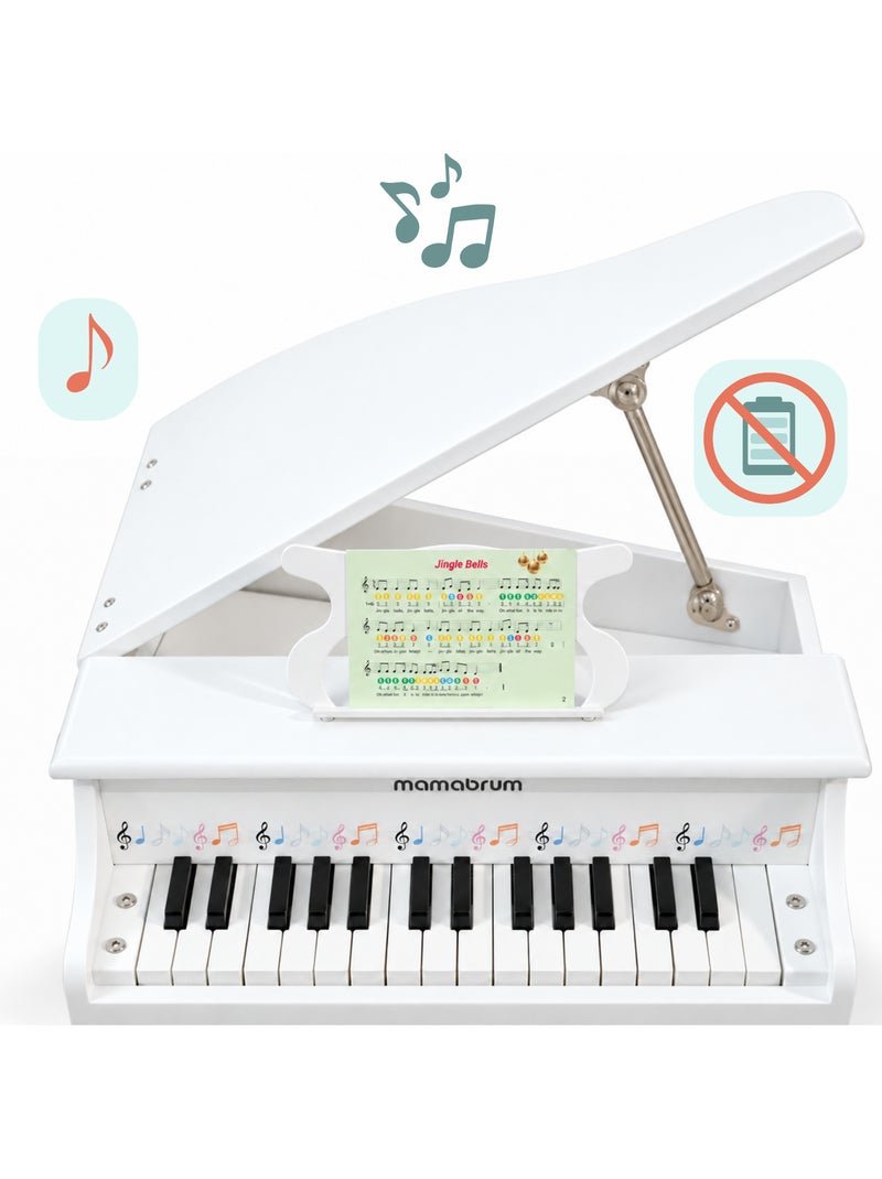 Grand piano blanc bois enfant 30 touches tabour et pupitre musique mamabrum N/A - Kiabi