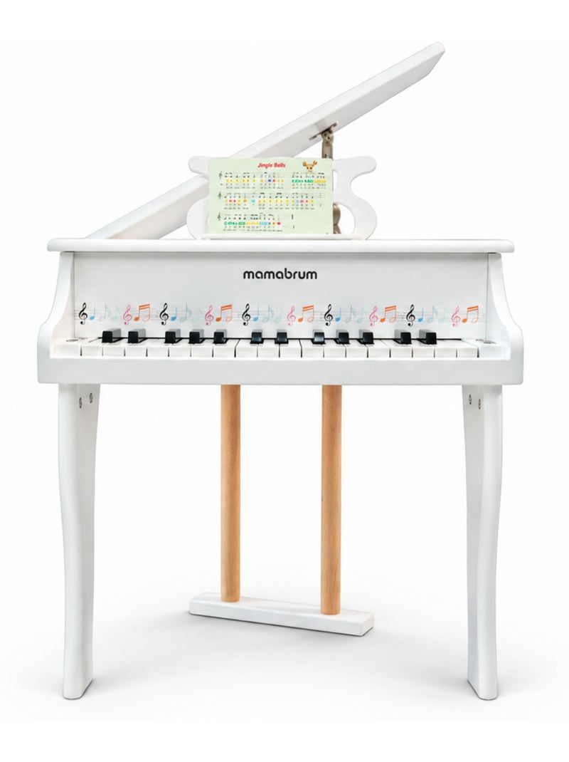 Grand piano blanc bois enfant 30 touches tabour et pupitre musique mamabrum N/A - Kiabi