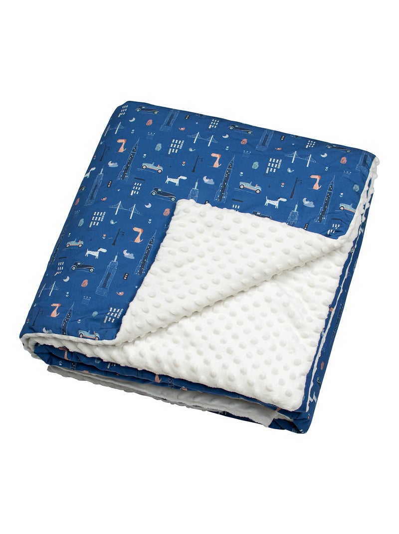 Grand plaid, couverture réversible en minky, New York SEVIRA KIDS Ecru - Kiabi
