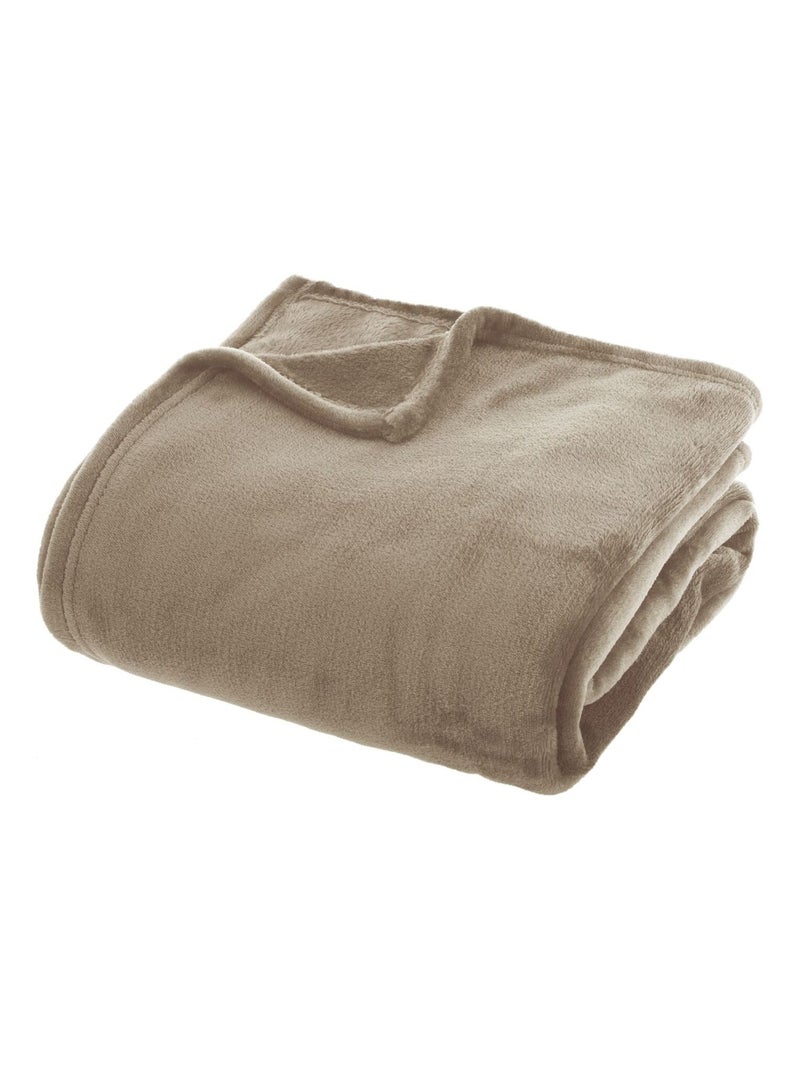 Grand Plaid en flanelle uni Beige - Kiabi