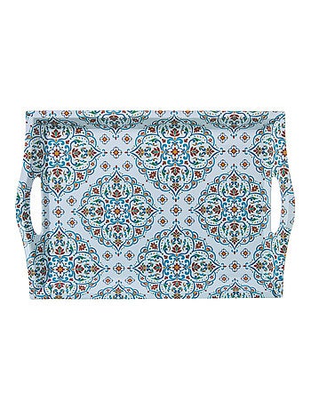 Grand plateau en mélamine motif rétro avec poignées 44 cm