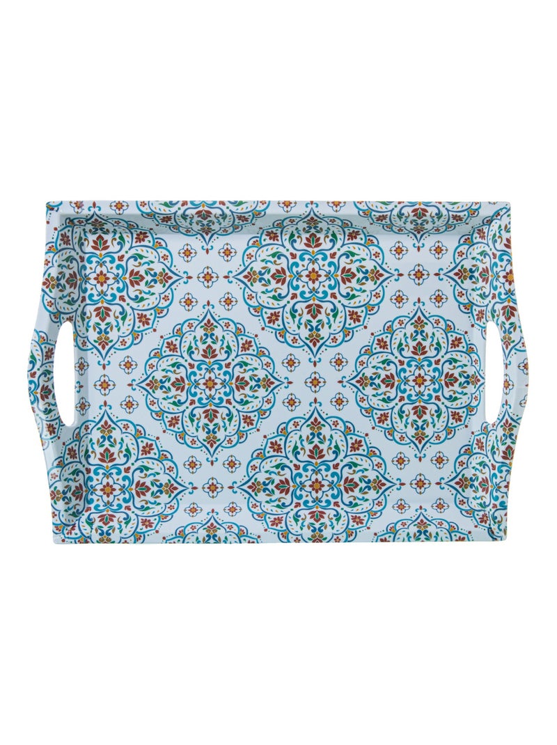 Grand plateau en mélamine motif rétro avec poignées 44 cm Blanc - Kiabi