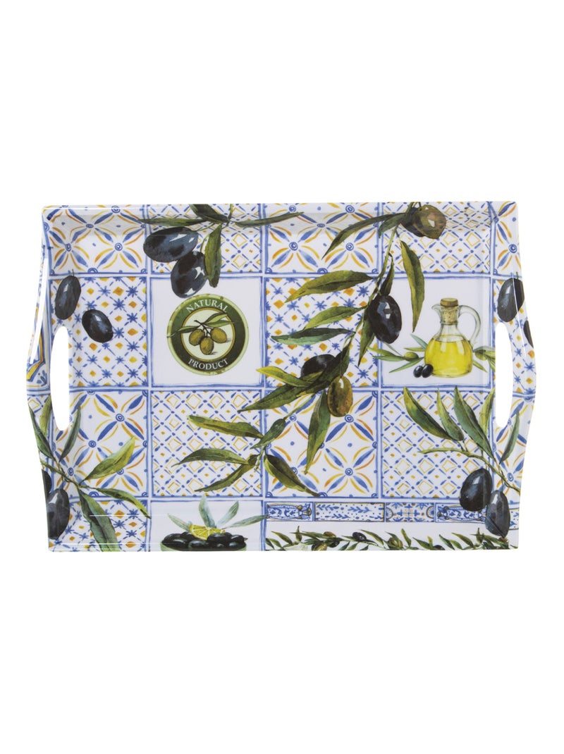 Grand plateau olives en mélamine avec poignées 44 cm Blanc - Kiabi