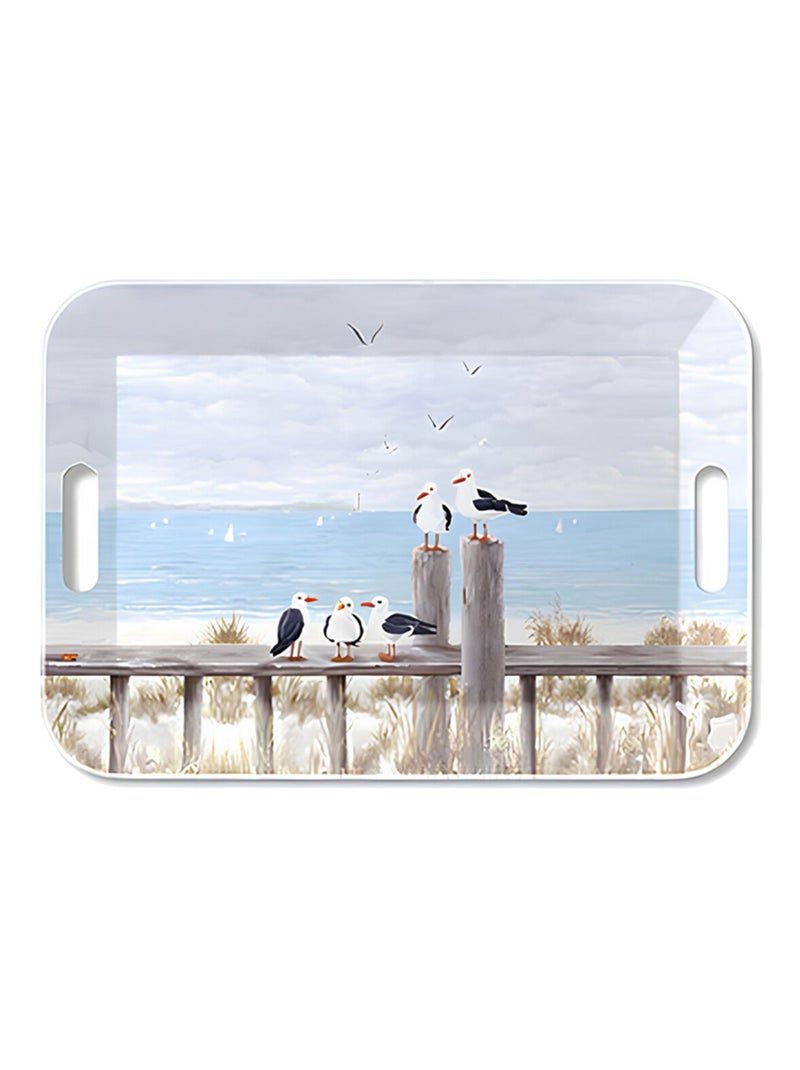 Grand plateau rectangulaire bleu mouettes sur le quai Bleu - Kiabi