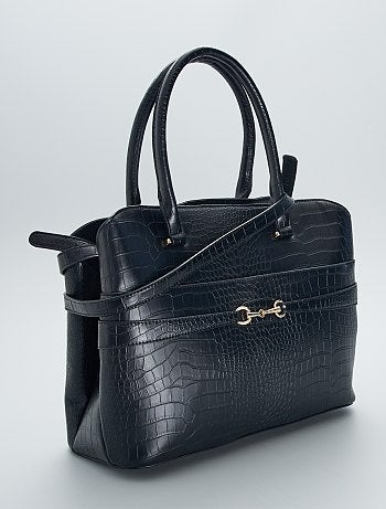 Grand sac à main effet croco