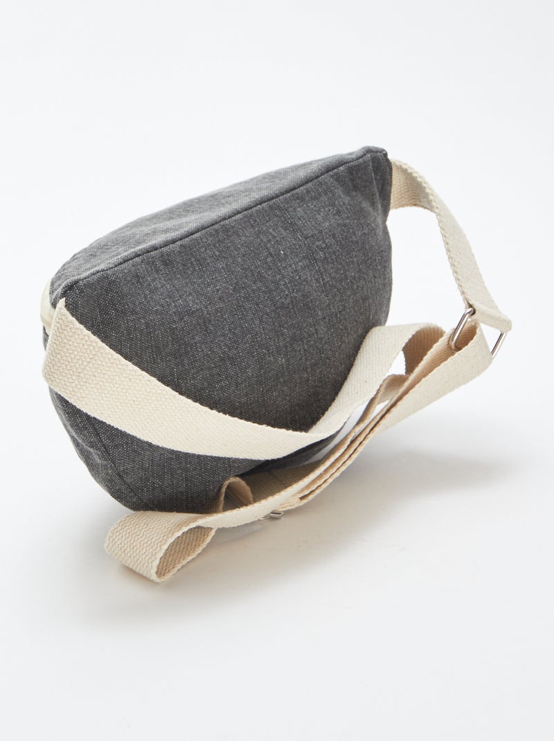 Grand sac banane avec étiquette tissée Noir - Kiabi