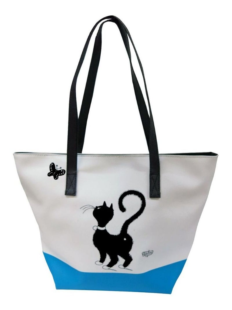 Grand sac Blanc et Bleu Les Chats de Dubout Blanc - Kiabi