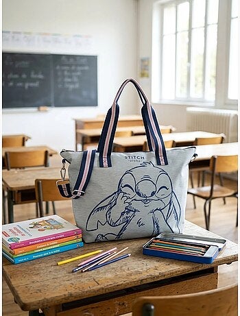 Grand sac cabas bandoulière amovible stitch disney