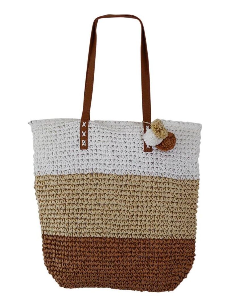 Grand sac cabas plage ALDINA Camel - Kiabi