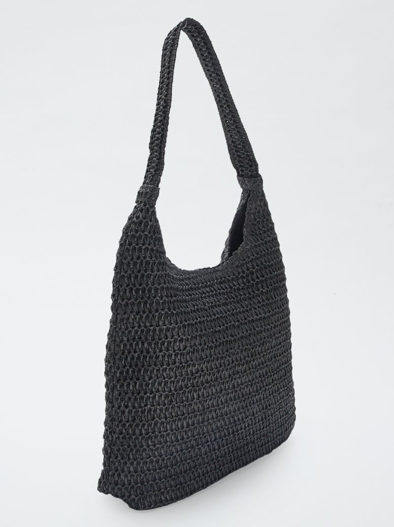 Grand sac en paille Noir - Kiabi