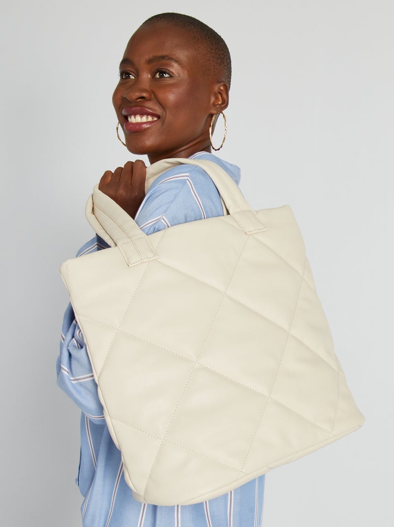 Grand sac en simili matelassé Beige - Kiabi
