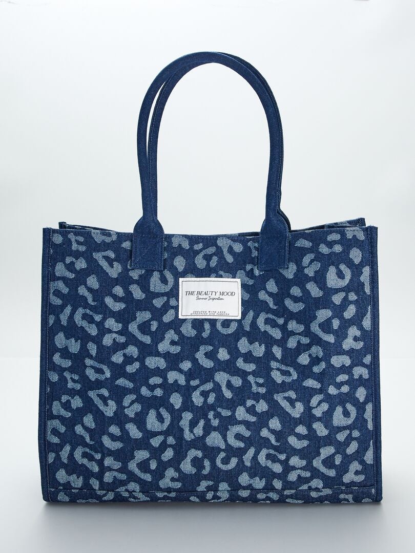 Grand sac forme cabas en toile Bleu - Kiabi