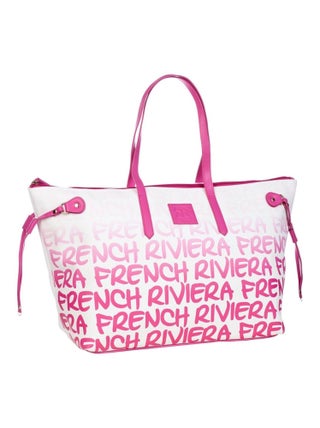 Grand sac shopping French Riviera blanc et Rose