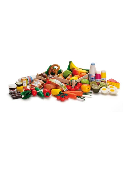 Grand set d'épicerie en bois 43 pcs - Kiabi