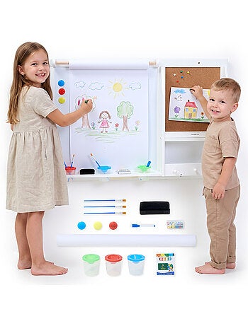 Grand tableau mural enfant 90x60cm magnetique rouleau papier liège mamabrum