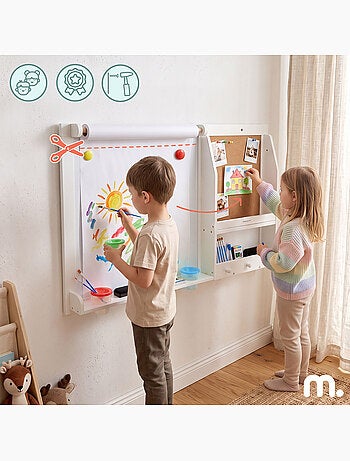 Grand tableau mural enfant 90x60cm magnetique rouleau papier liège mamabrum
