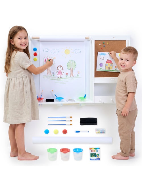 Grand tableau mural enfant 90x60cm magnetique rouleau papier liège mamabrum - Kiabi Grand tableau mural enfant 90x60cm magnetique rouleau papier liège mamabrum - Kiabi