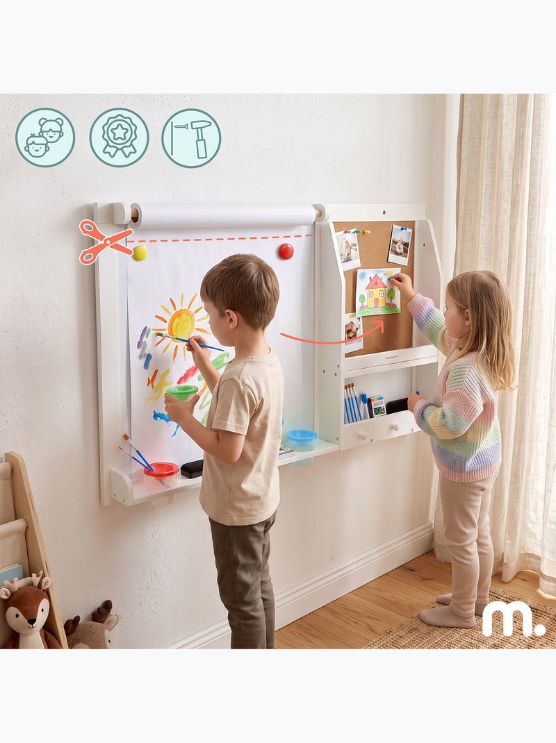 Grand tableau mural enfant 90x60cm magnetique rouleau papier liège mamabrum N/A - Kiabi