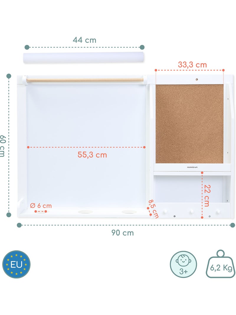 Grand tableau mural enfant 90x60cm magnetique rouleau papier liège mamabrum N/A - Kiabi