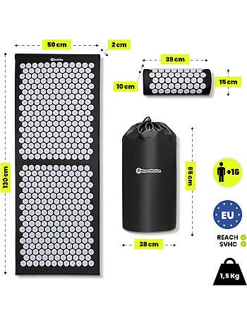 Grand tapis d'acupression xl 130 cm avec coussin hyp34 hypermotion