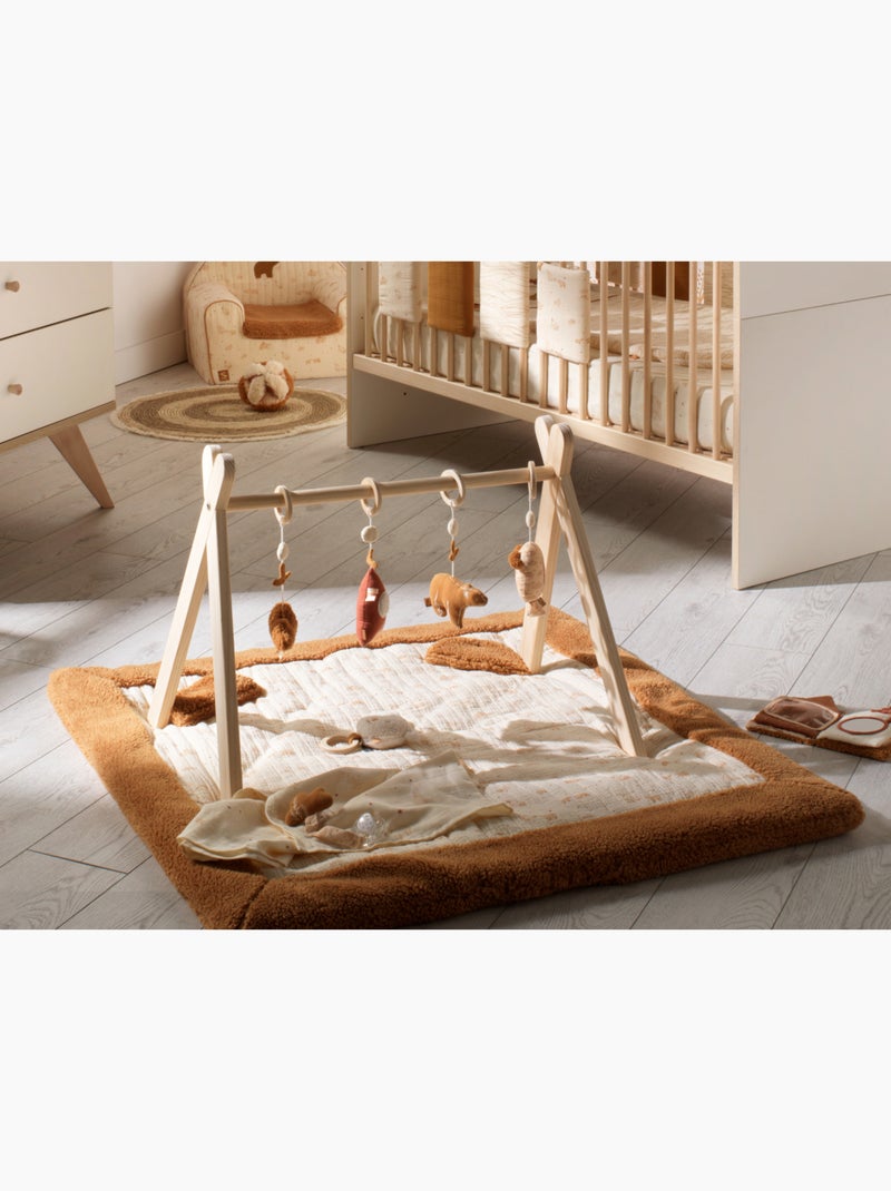 Grand tapis de jeu en double gaze de coton et sherpa - SAUTHON Beige - Kiabi