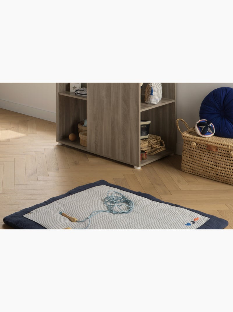 Grand tapis de jeu en double gaze de coton marinière - SAUTHON Bleu Blanc - Kiabi