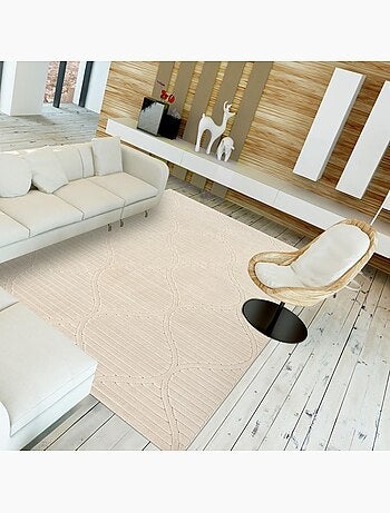 Grand tapis intérieur extérieur en relief ton sur ton LYN14 TENDIA