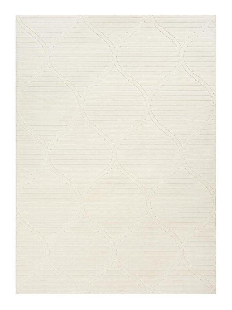 Grand tapis intérieur extérieur en relief ton sur ton lyn14 tendia Ecru - Kiabi