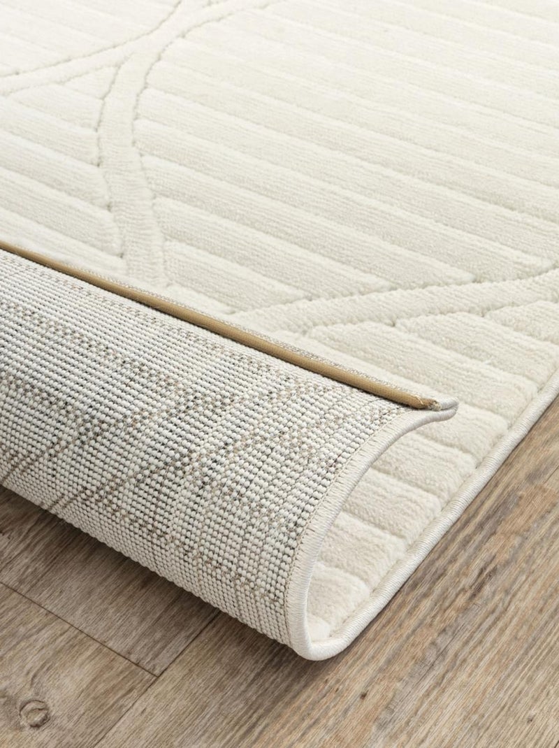 Grand tapis intérieur extérieur en relief ton sur ton lyn14 tendia Ecru - Kiabi