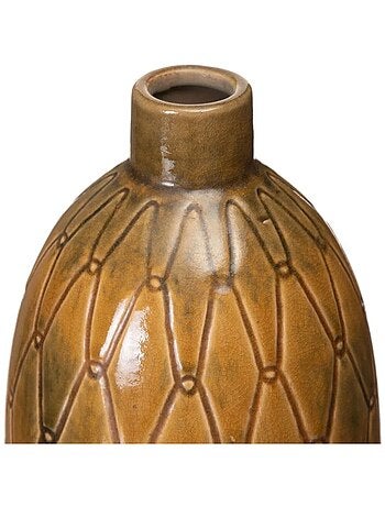 Grand vase moutarde patiné