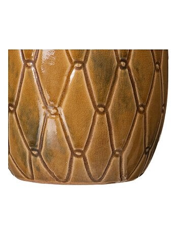 Grand vase moutarde patiné