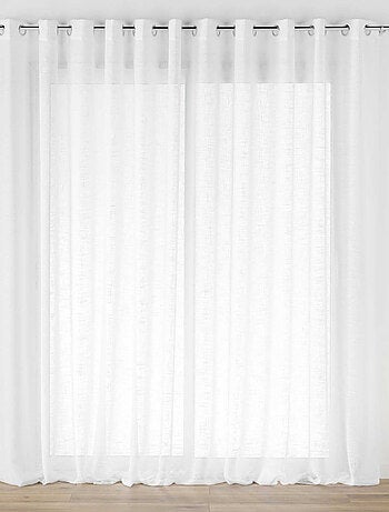 Grand Voilage à Oeillets Blanc - Effet Lin Tissé