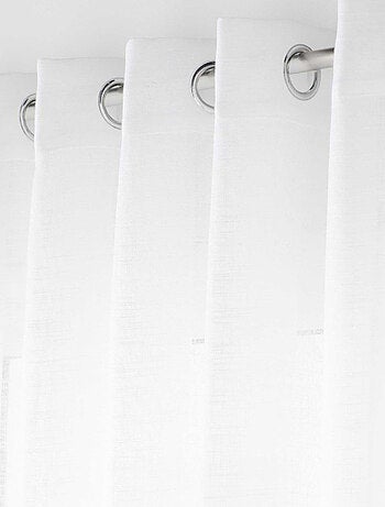 Grand Voilage à Oeillets Blanc - Effet Lin Tissé