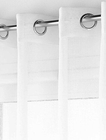 Grand Voilage à Oeillets Blanc - Effet Lin Tissé