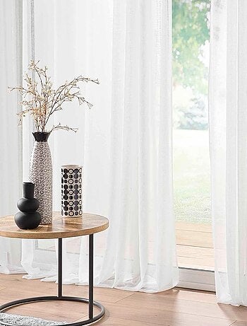 Grand Voilage à Oeillets Blanc - Effet Lin Tissé