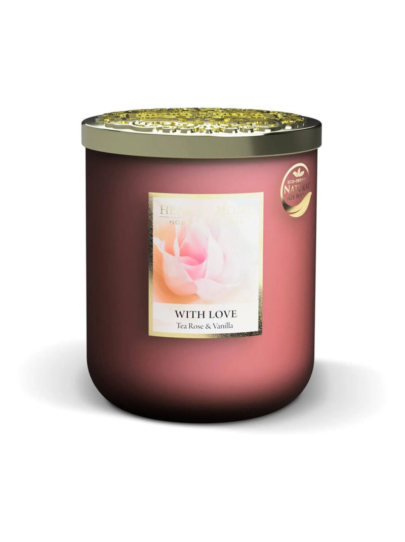 Grande bougie à la cire de soja avec amour 75 heures Rose - Kiabi
