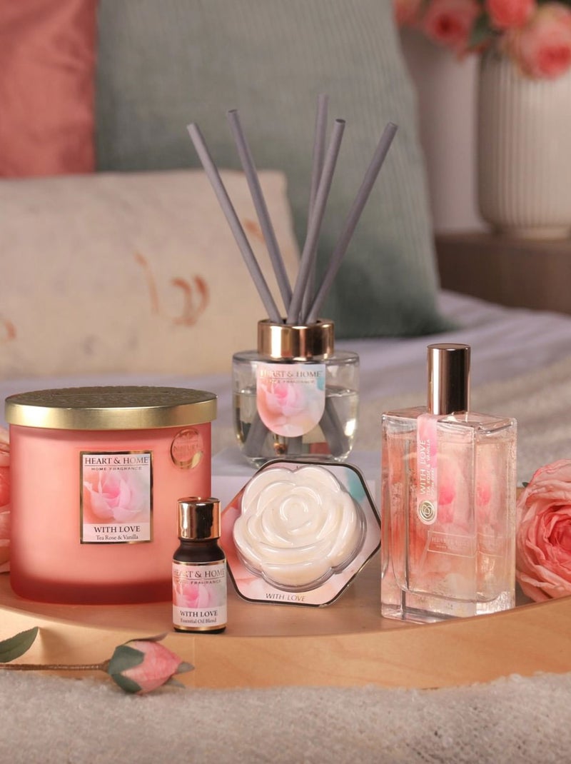 Grande bougie à la cire de soja avec amour 75 heures Rose - Kiabi