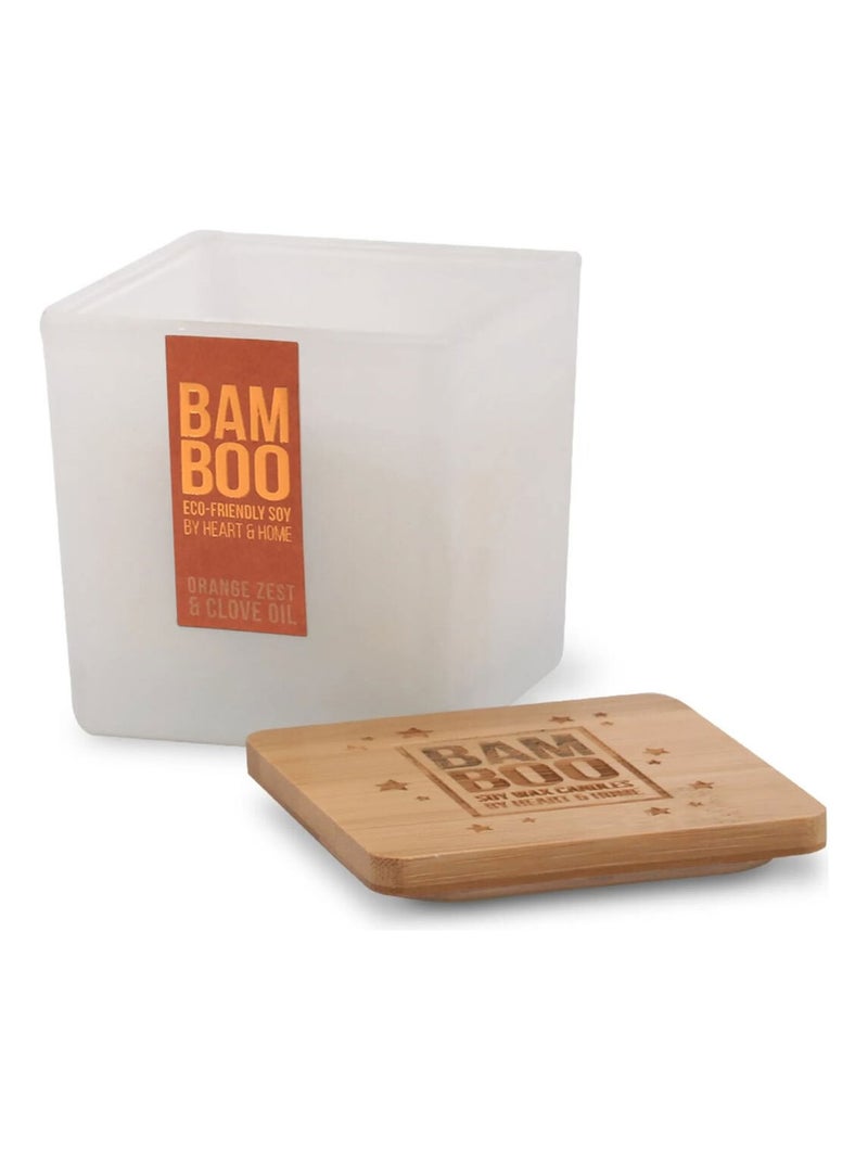Grande bougie bambou zeste d'orange et clou de girofle Blanc - Kiabi