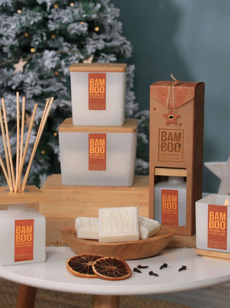 Grande bougie bambou zeste d'orange et clou de girofle Blanc - Kiabi