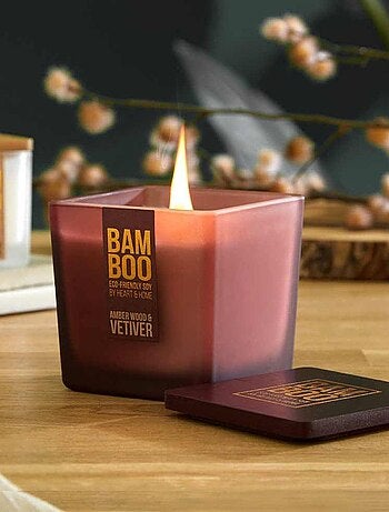 Grande bougie heart and home bambou bois ambre et vétiver