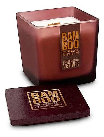 Grande bougie heart and home bambou bois ambre et vétiver